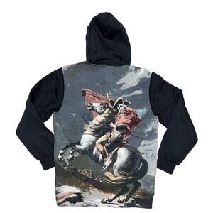 Rebel Vengeance Black Skeleton Napoleon Sweatshirt Fleece Hoodie Mens Size L